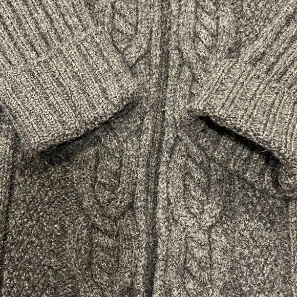 Inis Crafts Ireland Long Wool Cable Cardigan, Charcoal, M - Picture 4 of 8